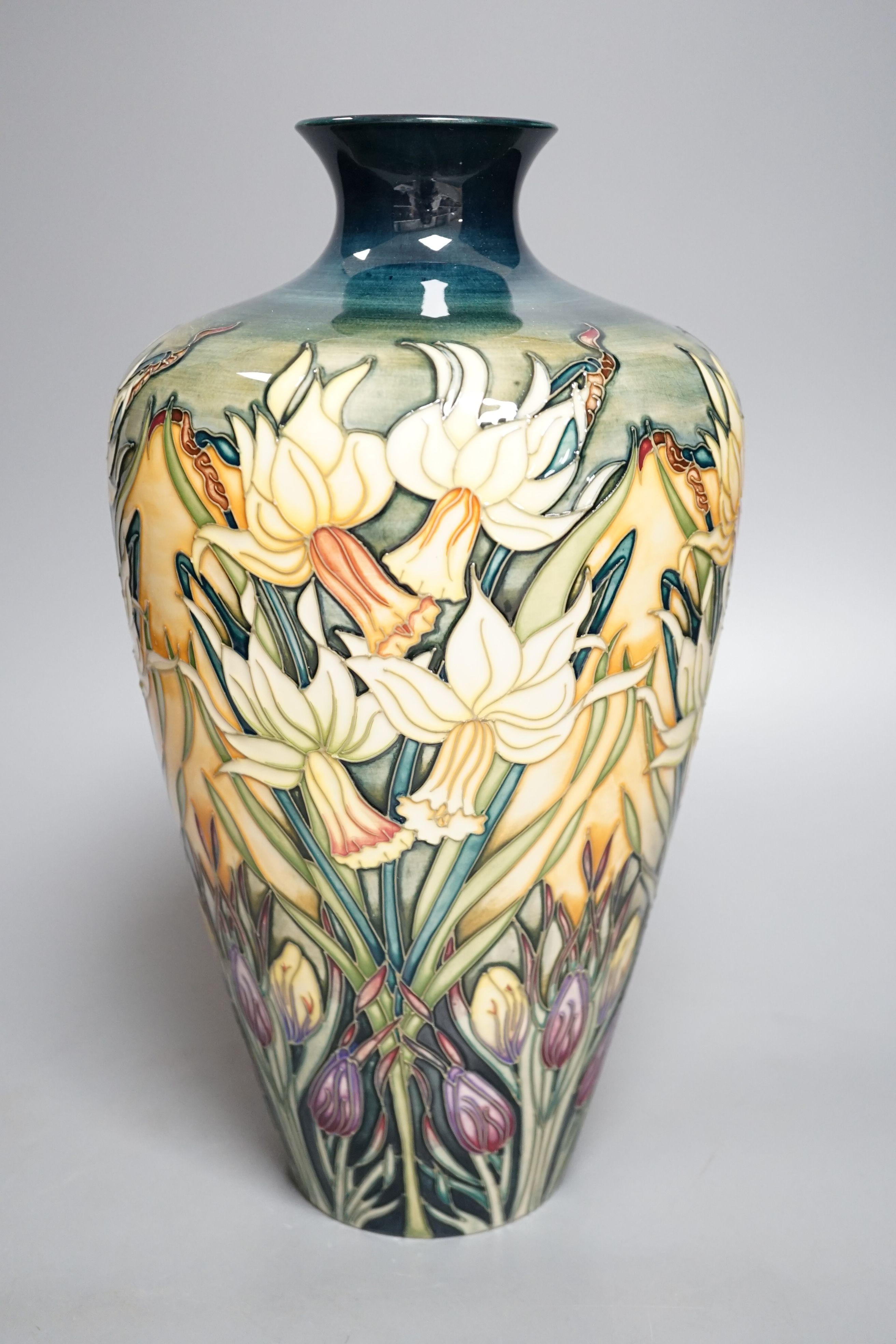 A Moorcroft Ode to Spring pattern ovoid vase, dated 2002, signed Rachel Bishop, limited-edition 113/150, in original box